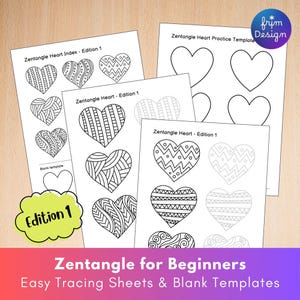 Zentangle Heart Practice Pages – Printable Coquette Tracing Pages | Doodle Patterns, Heart Templates, Zentangle for Beginners