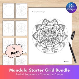 Mandala Grid Templates Bundle | Radial & Concentric Circle Guides for Zendoodle Practice