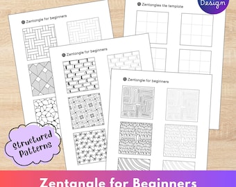 Zentangle for Beginners – Easy Tracing Sheets & Structured Tile Templates | Printable PDF