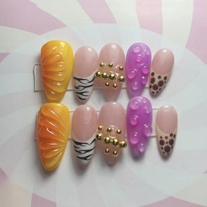 freestyle 3d french nail/ custom press on nails/ hand made Press on Nails/Faux Acrylic Nails/ Gel Nails/Press on Nails