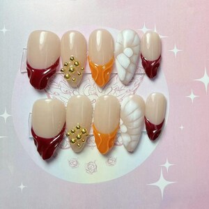 3d french nails/ custom press on nails/ hand made Press on Nails/Faux Acrylic Nails/ Gel Nails/Press on Nails