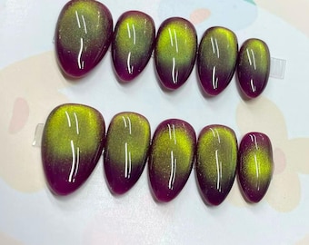 Ombre Cat Eye Press On Nails: Hand Painted Y2K Style