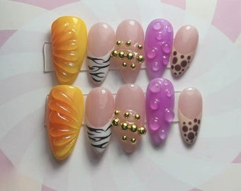 3D French Press On Nails: Custom Faux Acrylic Gel Nails