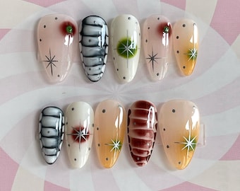 Freestyle Graffiti Press On Nails: Y2K Custom Faux Acrylic Nails