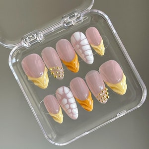 freestyle french nail/ custom press on nails/ hand made Press on Nails/Faux Acrylic Nails/ Gel Nails/Press on Nails