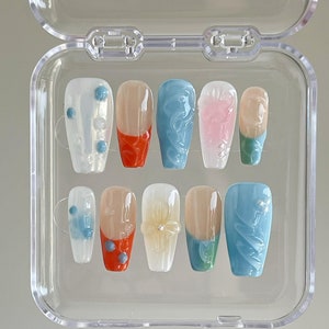 colorful graffiti hand painted nail/ custom press on nails/ hand made Press on Nails/Faux Acrylic Nails/ Gel Nails/Press on Nails