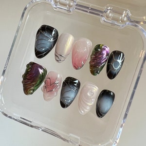 3d graffiti y2k nail/ custom press on nails/ hand made Press on Nails/Faux Acrylic Nails/ Gel Nails/Press on Nails