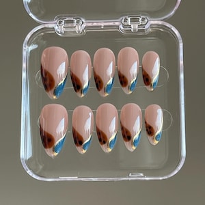 Tortoise Shell French Press On Nails: Custom Faux Acrylic Gel Nails