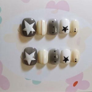 Y2K Graffiti Star Press On Nails: Custom Faux Acrylic Gel Nails