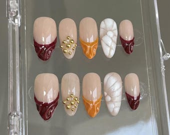 3D French Press On Nails: Custom Faux Acrylic Gel Nails