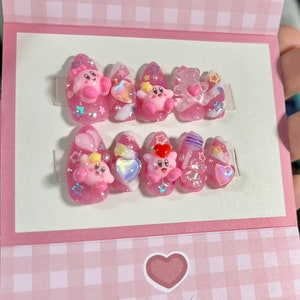 Kirby Y2K Press On Nails | Handgjorda Sanrio Gel Nails bild 3