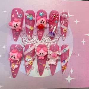 Kirby Y2K Press On Nails | Handgjorda Sanrio Gel Nails bild 2