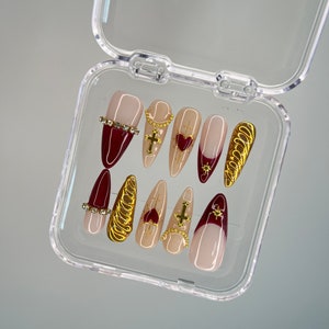 Golden chrome hand painted nail/ custom press on nails/ hand made Press on Nails/Faux Acrylic Nails/ Gel Nails/Press on Nails