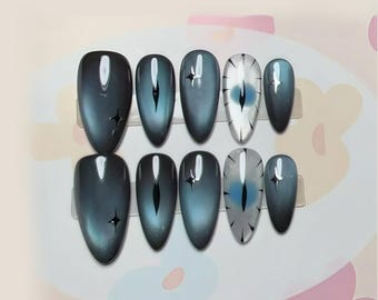 evil eye glitter Press On Nails: Y2K design Nail Set