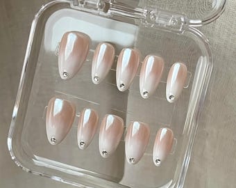 Ombre Chrome Press On Nails: Handmade Faux Acrylic Gel Nails
