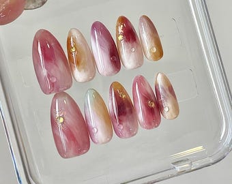 Pink Blending Press On Nails, Soft Gradient, Salon Quality