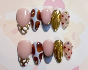 Freestyle French Press On Nails: Custom Gel Faux Acrylic