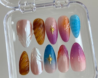 Colorful Freestyle Hand-Painted Press On Nails