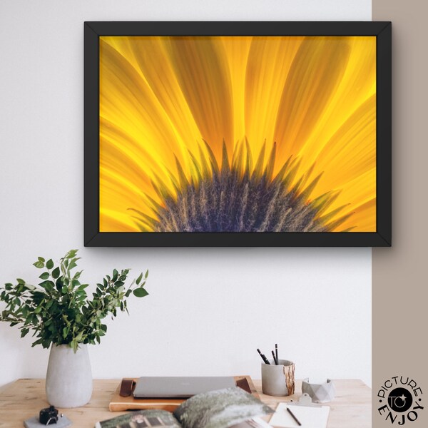 Gerbera Macro Photography, Yellow gerbera, Large flower poster, Interior Design, Floral Wall Art, Botanical Abstract Decor, Gift-Photos