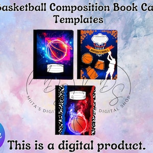 Basketball Composition Notebook Cover Design (Digital Download PNG) - Print at Home