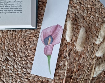 Lesezeichen Handgemalt Calla Lilie Aquarell