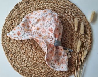 Gorro de verano muselina Flores Melocotón