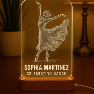 Dancer Custom Night Light | Personalized Gift with Laser Engraved Acrylic & LED Base | Unique Engraved Keepsake