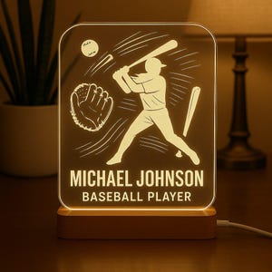 Tennis Player Custom Night Light | Personalized LED Lamp with Engraved Acrylic Design and Custom Text | Unique Tennis Gift