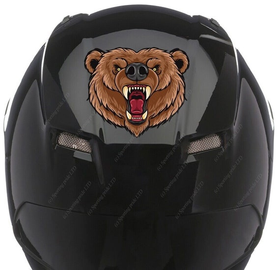 bear head motorcycle helmet 100mm Bear Head Helmet Motorbike #bikelife Hard Hat Decal Sticker Laptop  Bumper