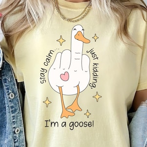 Stay Calm Funny Goose T-Shirt, Comfort Color Funny Goose Tee, Goose Meme Shirt,   Offensive Goose Shirt, Goose Lover Gift, Unisex Goose Tee
