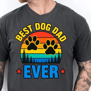 T-shirt beste hondenvader ooit, cadeau huisdierliefhebber, retro T-shirt hondenpootafdruk, Vaderdagcadeau, shirt hondeneigenaar, shirt grappige hond vader, coole hondenvader