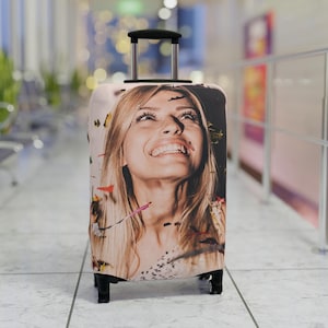 Funda de equipaje con foto personalizada, funda de equipaje personalizada con foto, funda de equipaje de mano personalizada, maleta de viaje personalizada, funda de equipaje personalizada
