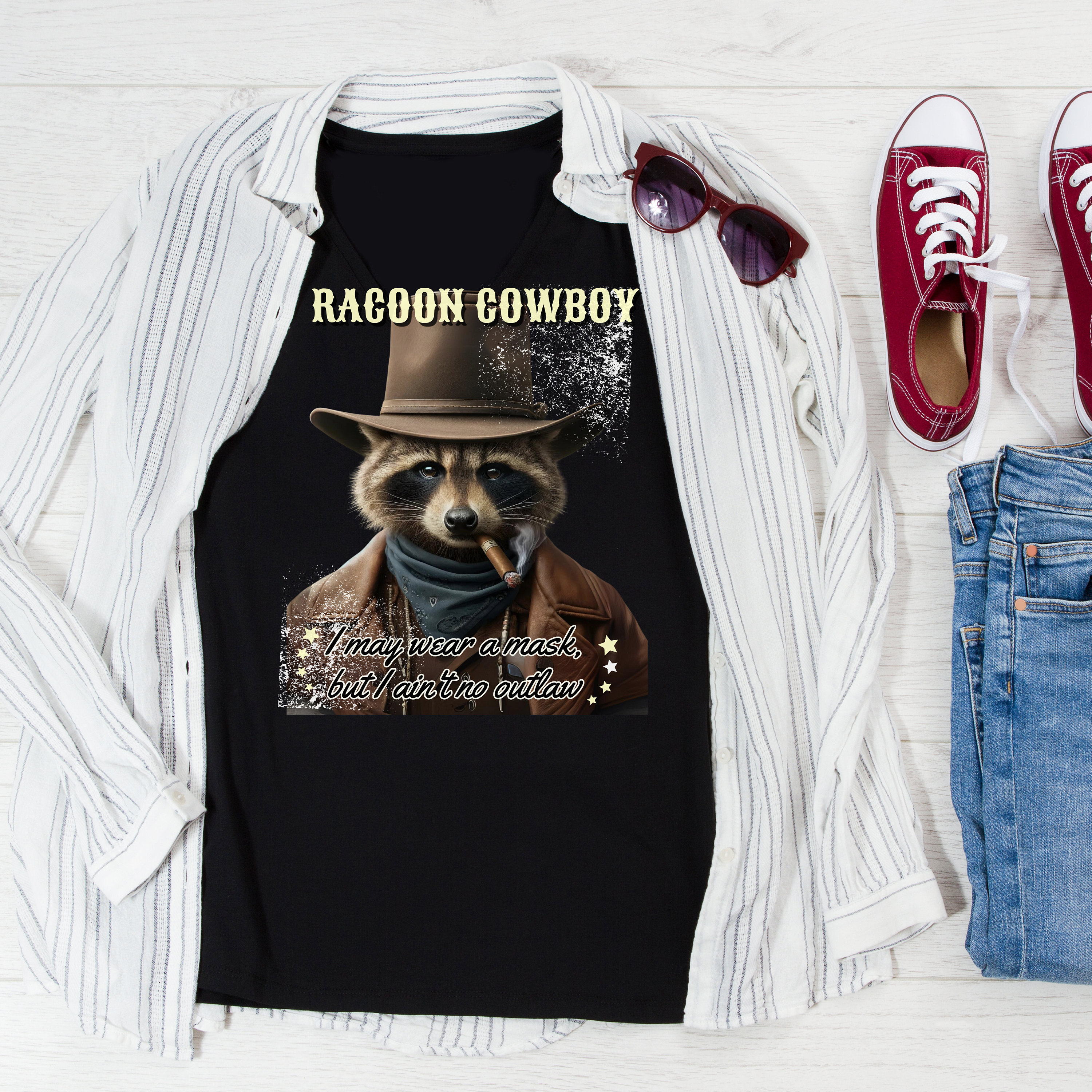Vintage Cowboy Racoon Cigar Smoking Shirt, Funny Western Raccoon Shirt ...