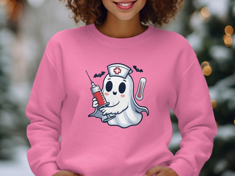 Cute Ghost Nurse Halloween Tshirt, Funny Spooky Nurse Costume Tee
