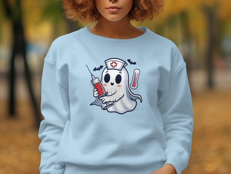 Cute Ghost Nurse Halloween Tshirt, Funny Spooky Nurse Costume Tee