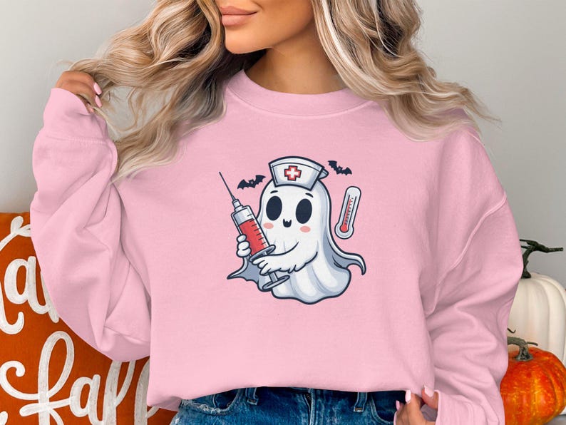 Cute Ghost Nurse Halloween Tshirt, Funny Spooky Nurse Costume Tee