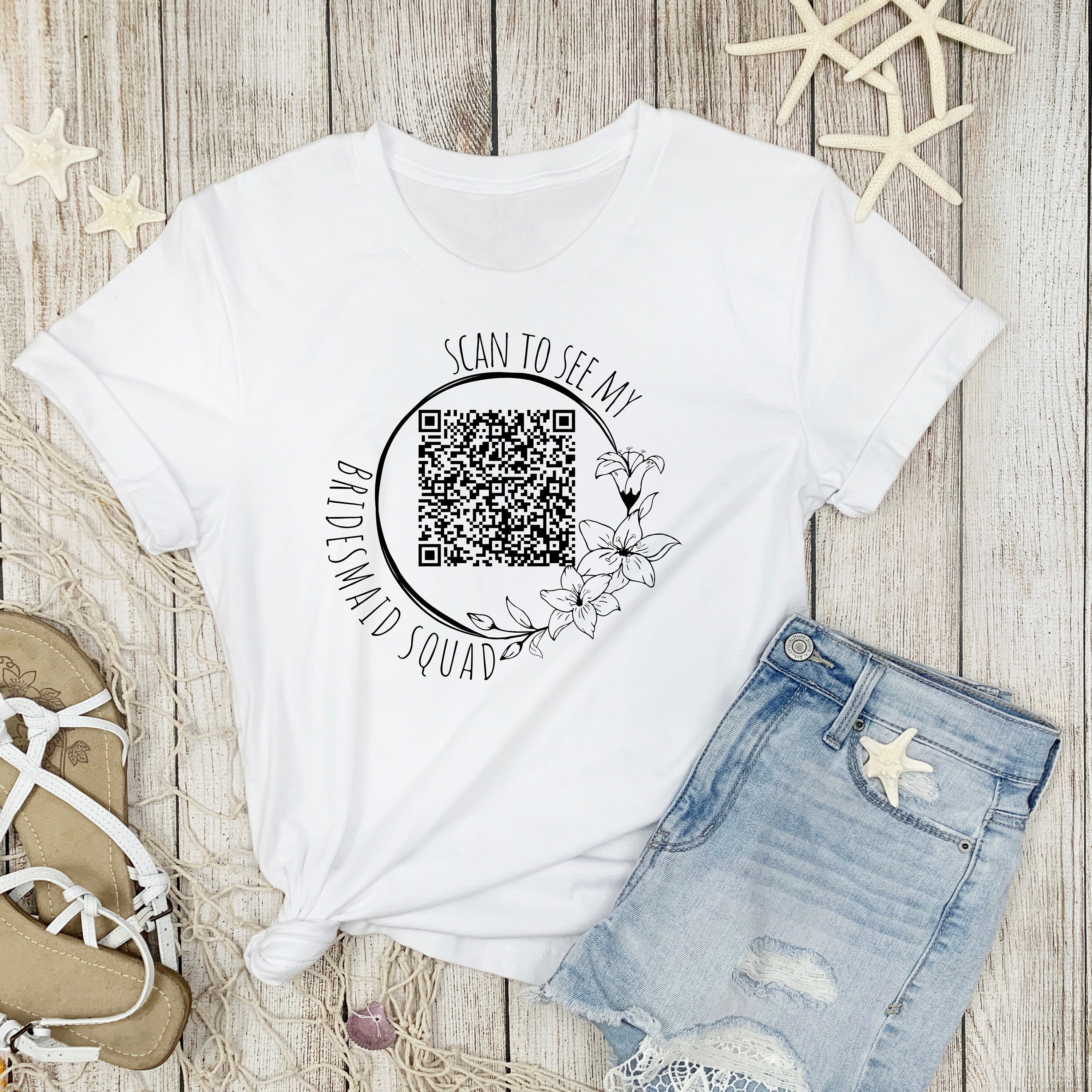 Bride Squad Shirt With Changeable QR Code Message, Personalized Bride
