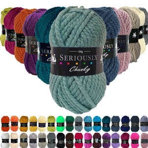 May include: A selection of Seriously Chunky yarn balls in various colours. The yarn is a thick, chunky texture and is ideal for knitting or crocheting.