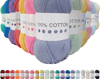 Cygnet 100% Cotton DK Yarns 100g Ball Natural Plant Based Fibre for Colourful Knitting  and Crochet