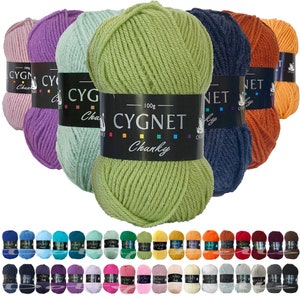 May include: A variety pack of 30 balls of Cygnet Chunky yarn in different colours. Each ball is 100 grams.