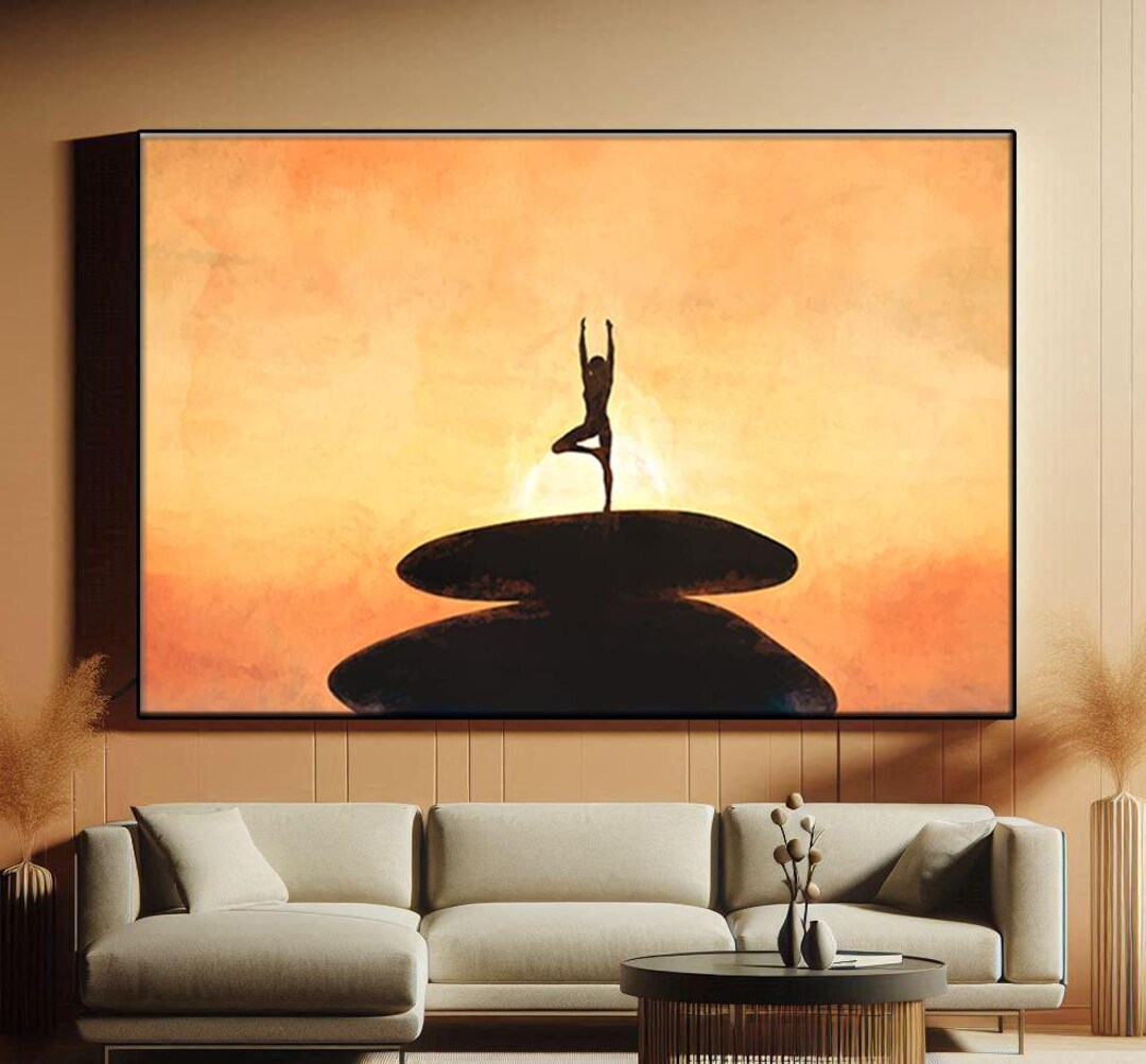 Nature Sunset Yoga Wall Art, Meditation Zen Garden Decor, Buddha Cosmic ...