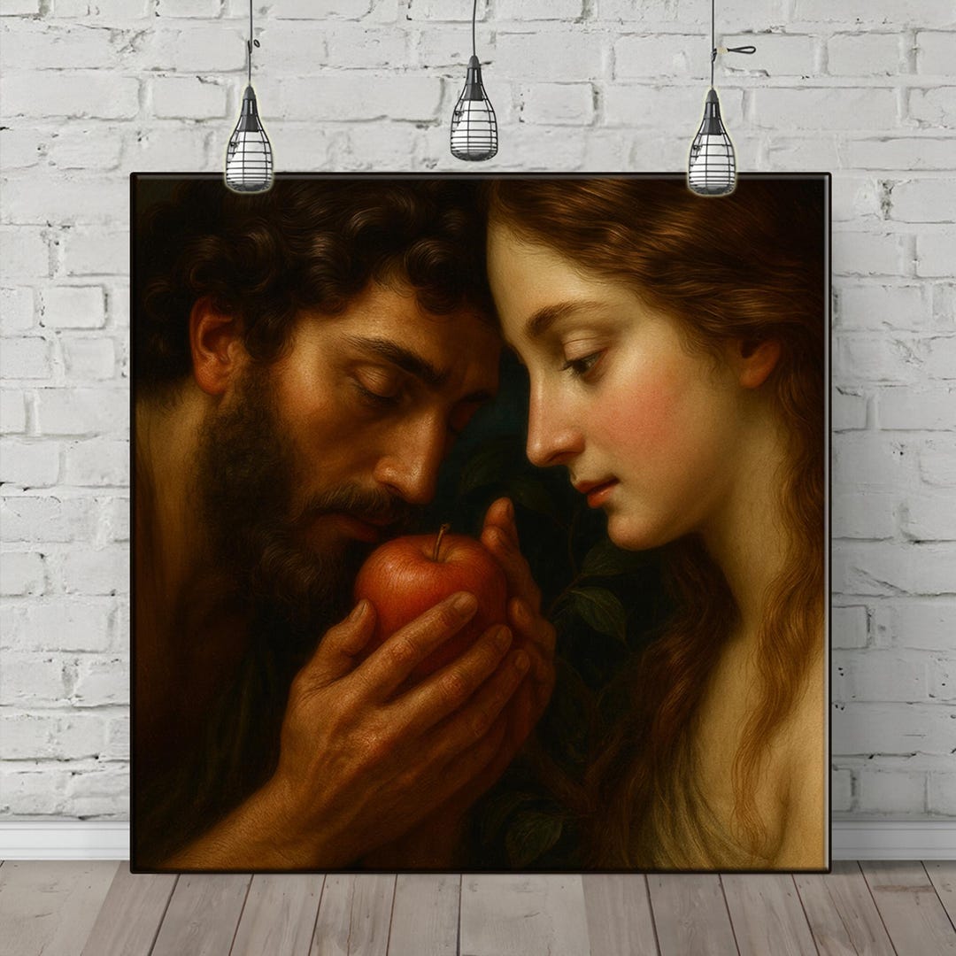 The Garden of Eden Canvas Print: Adam and Eve Wall Art for Vintage Room ...