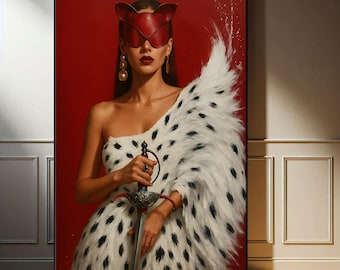 Chic Leopard Woman Vogue Poster Canvas Wall Art - Preppy Room Decor - Fashion Wall Art - Trendy Wall Art, Vogue Wall Art Print, Feminist art