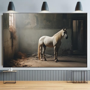 Beautiful Animal Horse Canvas Print, Moody Horse Wall Art, Equestrian Art, Rustic Animal Decor, Minimalist Farmhouse Print, Western Decor