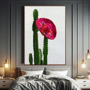 Mexican Cactus Print, Western Cowgirl Print, Pink Sombrero Print, Cowboy Hat Wall Art, Boho Wall Art, Cactus Wall Art, Cactus Decor Gifts