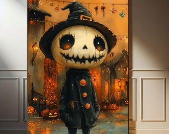 Witch Canvas Print: Spooky Halloween Wall Art for Home Decor