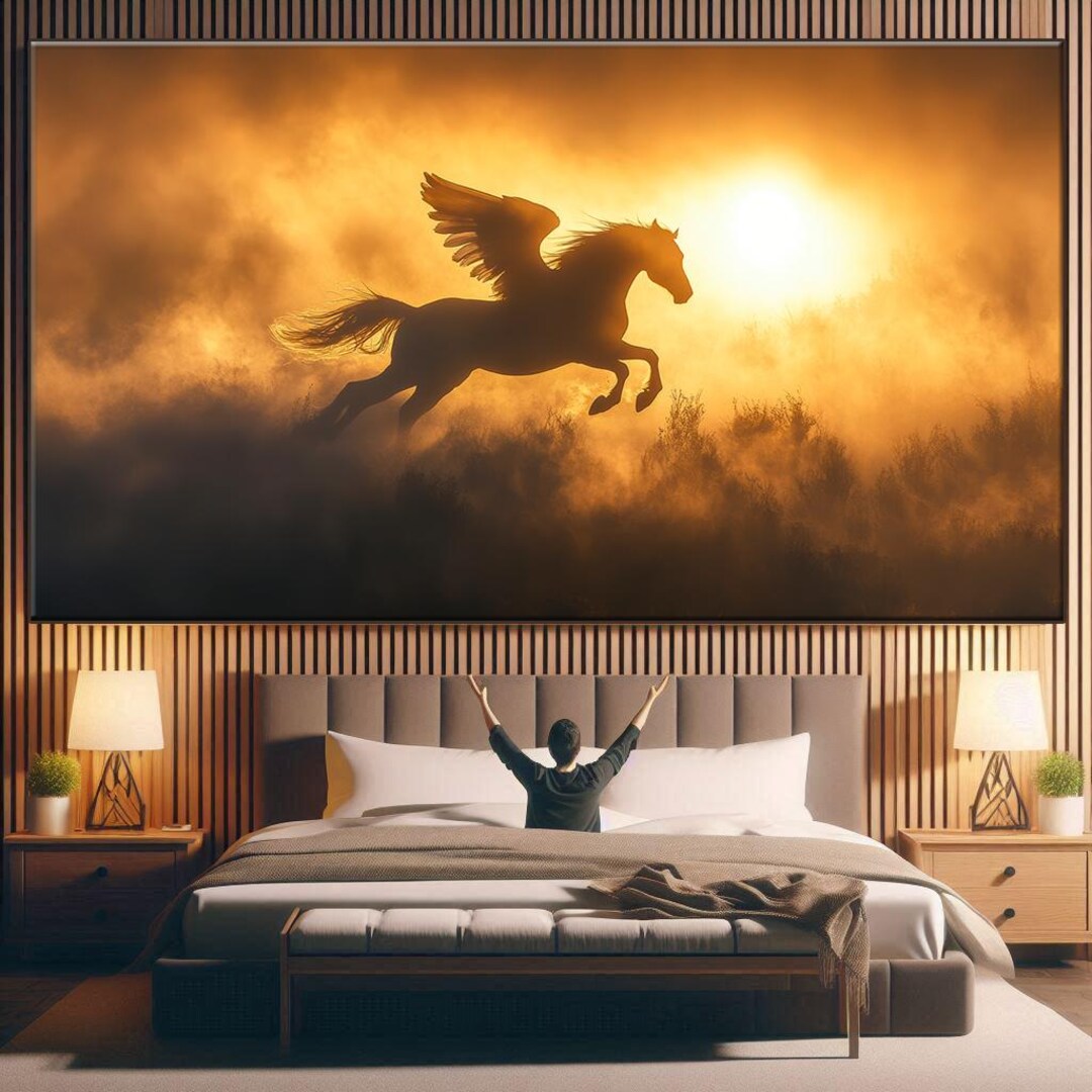Fantasy Pegasus Horse Wall Art, Horse Print Cottagecore Farmhouse Decor ...