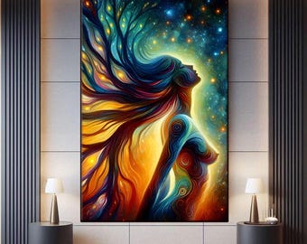 Peacock Sexy Naked Woman Canvas Wall Art, Naked Lady, Fashion Wall Art, Fantasy Wall Art, Feminist art, Peacock Wall Art, Body Positive art