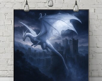 Majestic Dragon Canvas Print: Gothic Dragon Wall Art for Fantastic Playroom Decor