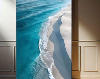 Lienzo decorativo con olas costeras rompiendo en la naturaleza, arte mural costero oceánico, decoración costera, arte mural náutico, decoración de playa, regalo de inauguración de la casa -7